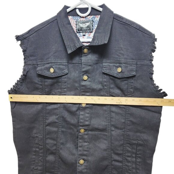 Denim Mens Sleeveless Vest Jacket Size Medium By Alliance Fashion - Picture 7 of 7
